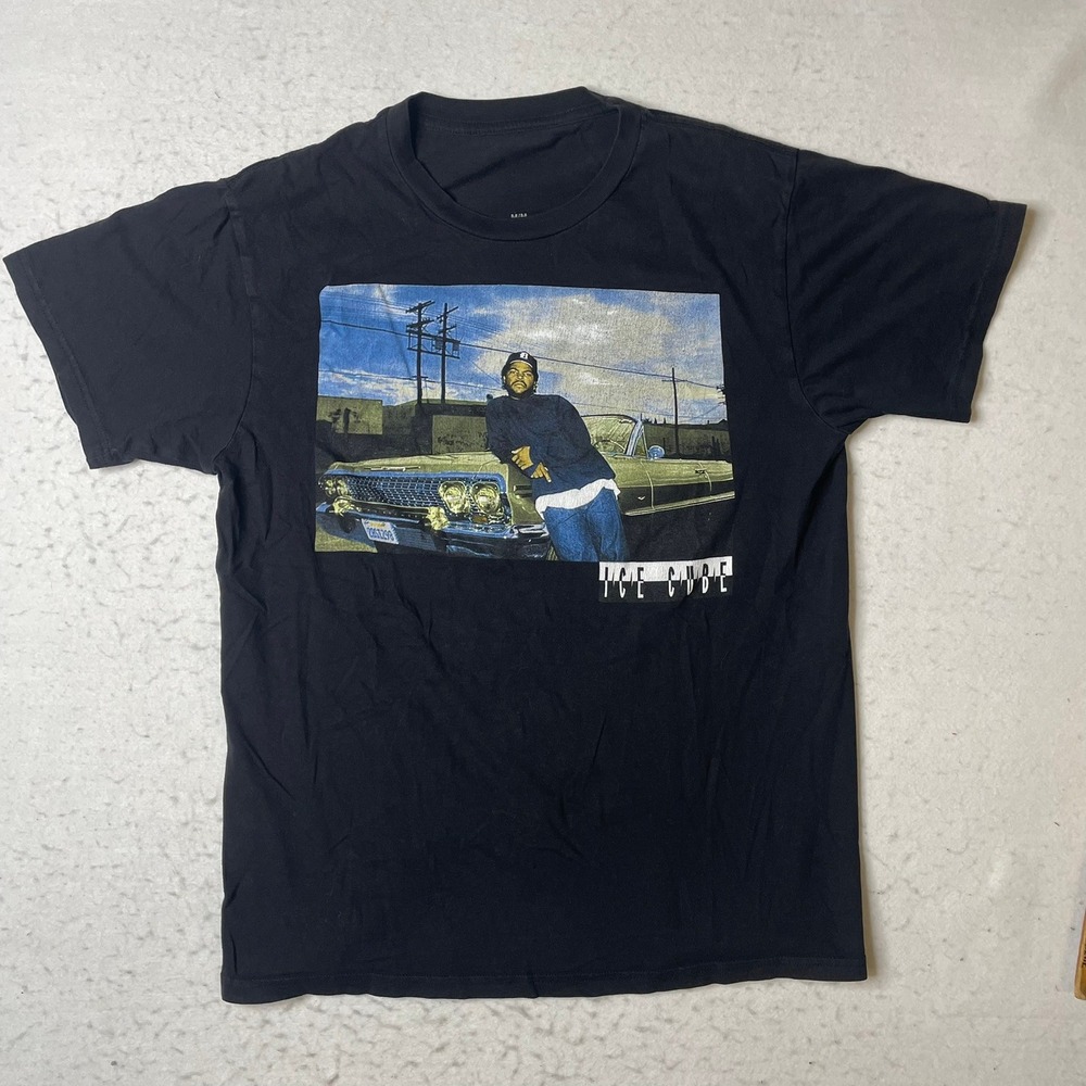 Ice Cube T Shirt Mens Medium Black Graphic Tee Hip Hop‎ Rap Vintage Style